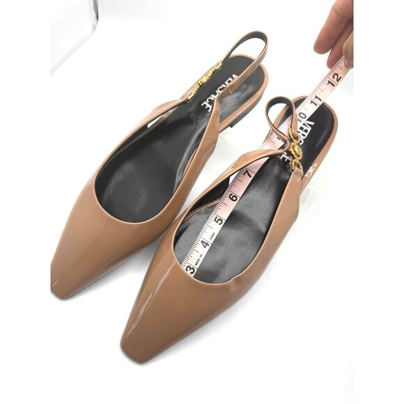 Versace Tan Patent leather Medusa-plaque slingback ballerina shoes IT 41 - Picture 8 of 14